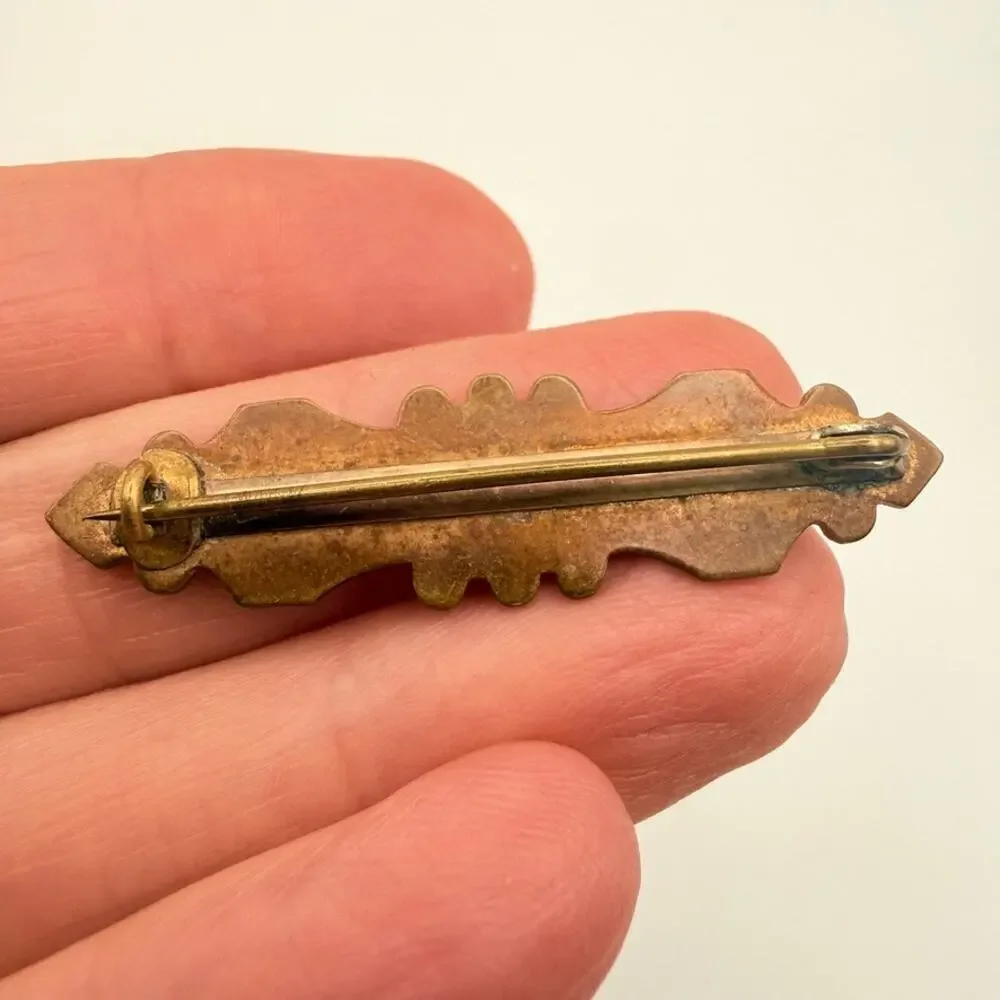 Antique Victorian Rose Gold Filled Leaf Brooch Engraved Foliate Bar Pin